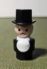Vintage Fisher Price Little People Butler Black Hat Tuxedo Figure 1970s HTF