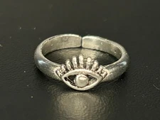 Genuine Sterling Silver Toe Ring Evil Eye Mati Nazar Protection Adjustable