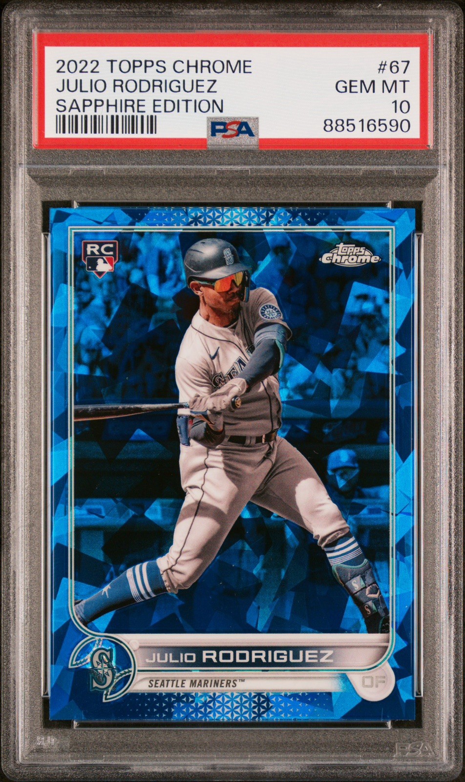 2022 TOPPS CHROME SAPPHIRE ED #67 JULIO RODRIGUEZ ROOKIE RC PSA 10