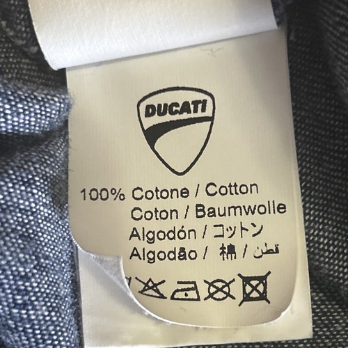 Ducati Washed Denim Slim Button Down Casual Shirt Metal Chest Emblem Men's 2XL - Picture 8 of 13
