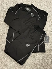 Heatlion Men’s Compression Set Long Sleeve Top & Pants Black Size M NWT