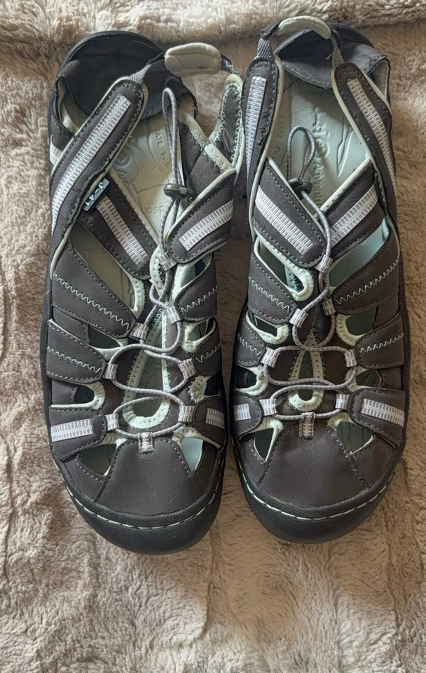 Zapatos de senderismo Jeep Adventure J-41 para mujer 10M con cordón elástico gris tostado cuero vegano Foto 2 de 4