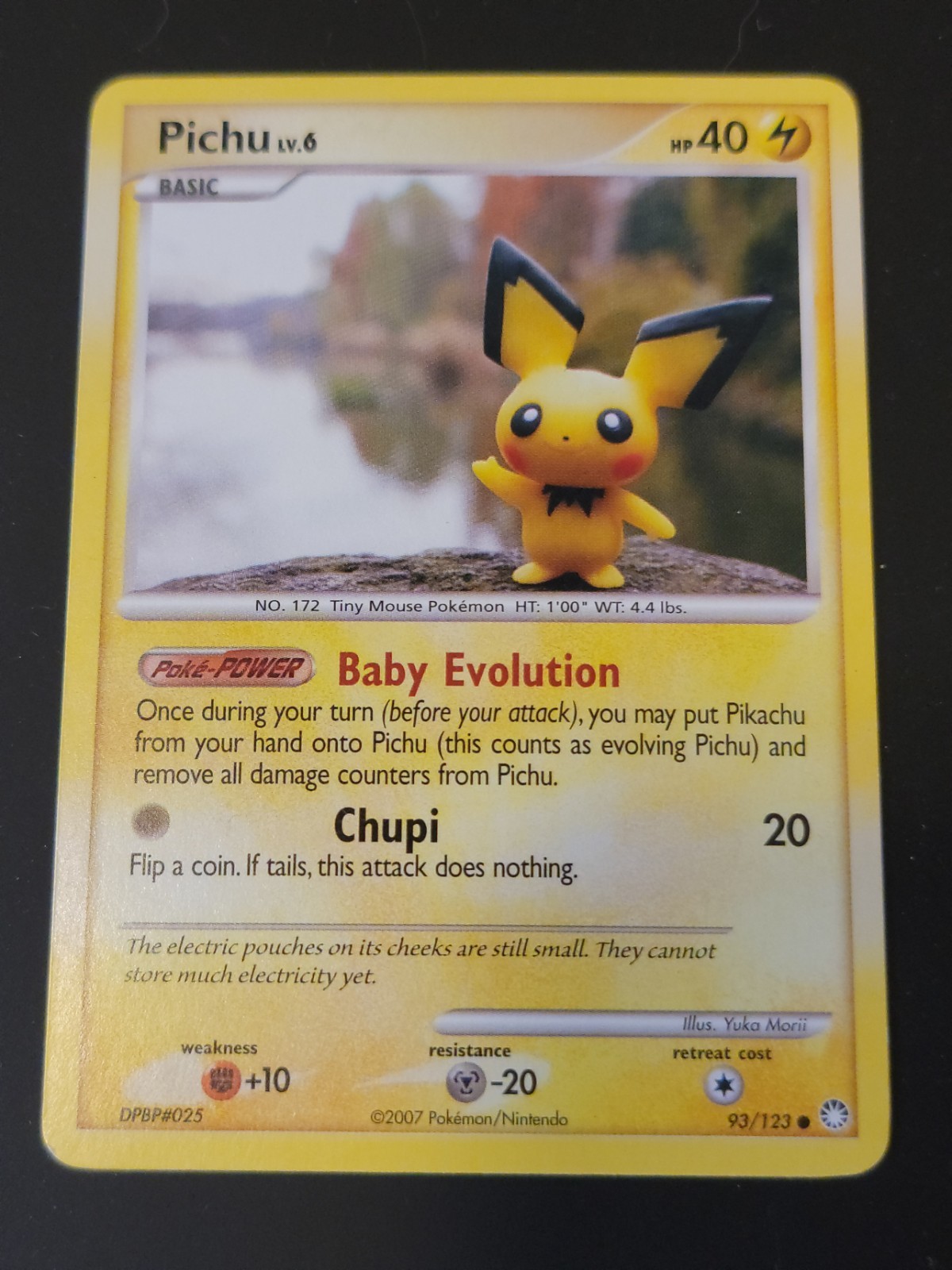 Pichu 93/123 2007 Mysterious Treasures Pokemon Card TCG Yuka Morii Common 