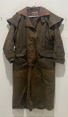 Driza-Bone Deluxe Riding Coat Adult Size XS Brown Oil Rubbed Snap Front & Pocket