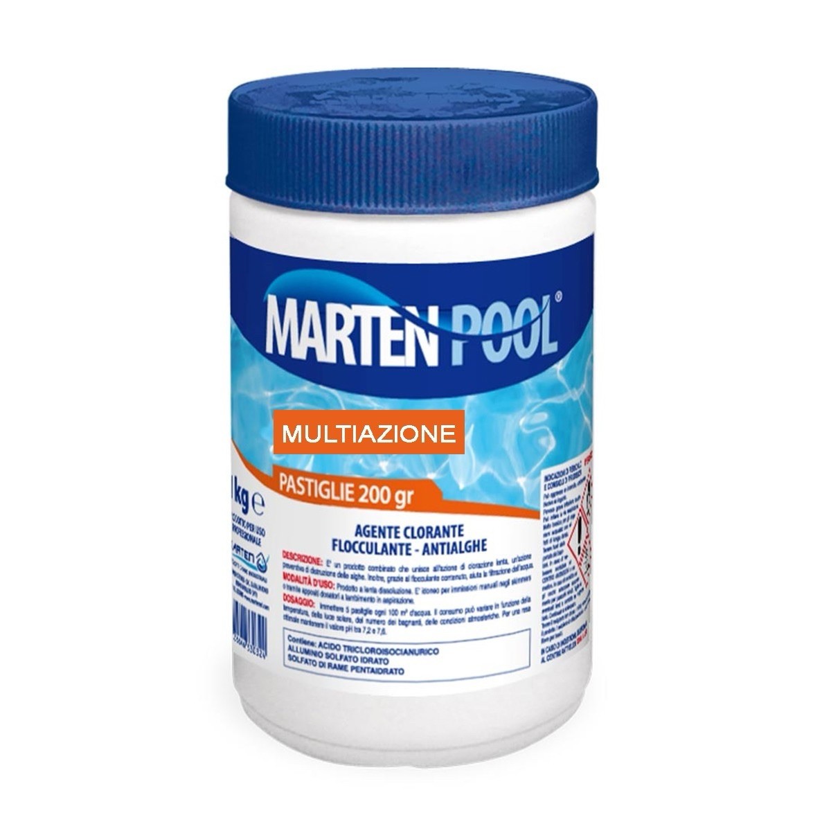 Marten TRIPLEX Pastiglie 200 gr → 1 Kg  MULTIAZIONE Acqua Piscina