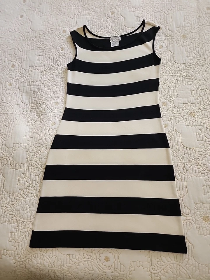 Vestido de algodón a rayas blanco y negro sin mangas AGNES B - Talla mediana (2) Foto 2 de 4