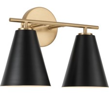 Austin Allen Charlie Vanity, 2-Light 200 Total Watts, Matte Brass And Black