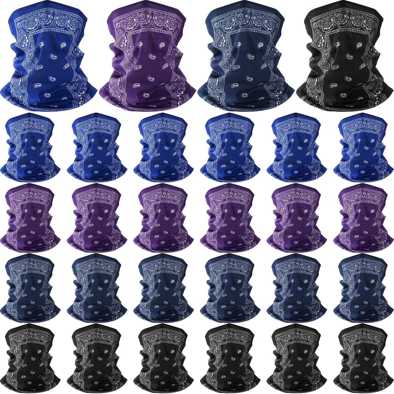24 Pcs Paisley Neck Gaiter Seamless Bandanas UV Balaclava Face Mask Headband ...