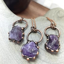 collier cuivre améthyste brute pour la guérison et les soins personnels