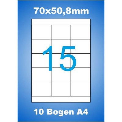 Universal Etiketten 70x50,8 mm 150 Stück 10 Blatt A4 zum bedrucken 70x50 Luma