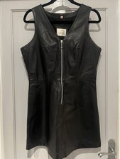 🔥LEATHER DRESS🔥Genuine Leather BIKER Goth Fetish Size 14