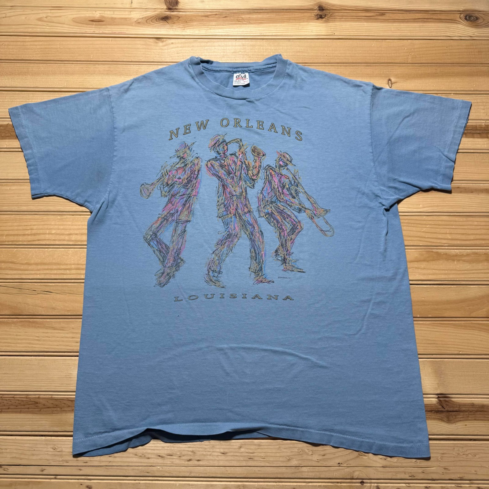 Vintage 90s New Orleans Louisiana Jazz Musicians Single Stitch T-Shirt USA - XL