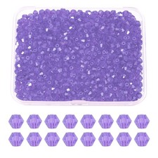 1000pcs 3mm Bicone Glass Crystal Beads, Faceted Beads with Box Purple