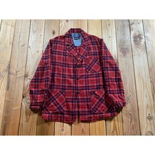 Vintage 1960s Pendleton 49er Wool Chore Jacket Red Green Plaid 3-Pocket Large