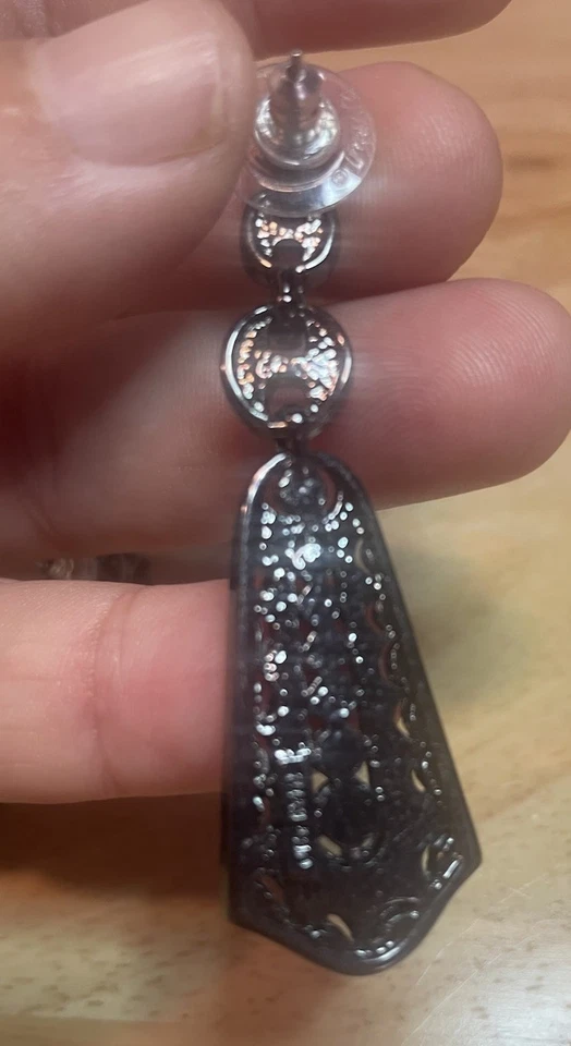 Joan Rivers Crystal GunMetal Whimsigoth Fairy Dark Romantic Pierced Earrings - Image 4 of 4