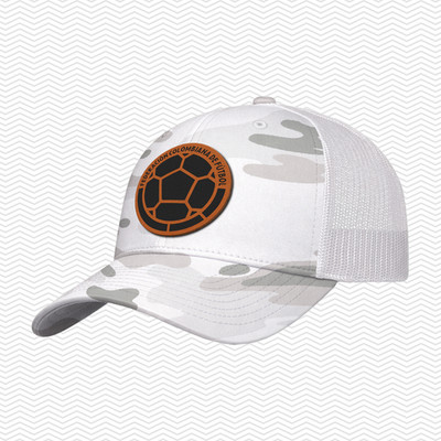 Colombia Soccer Snapback Hat | Colombian Patch Cap | Black-Tan-Saddle Brown