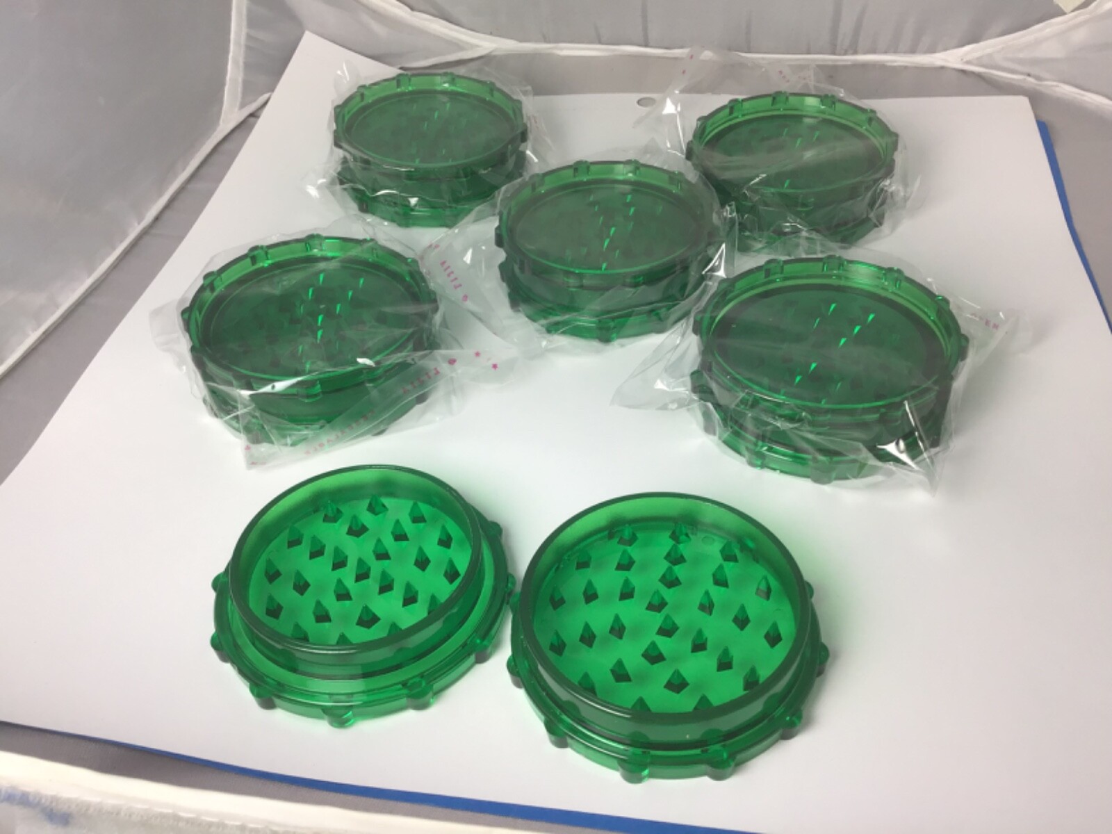 Plastic Clear Green Colored Herb Grinder 8 Pcs Please Read Description