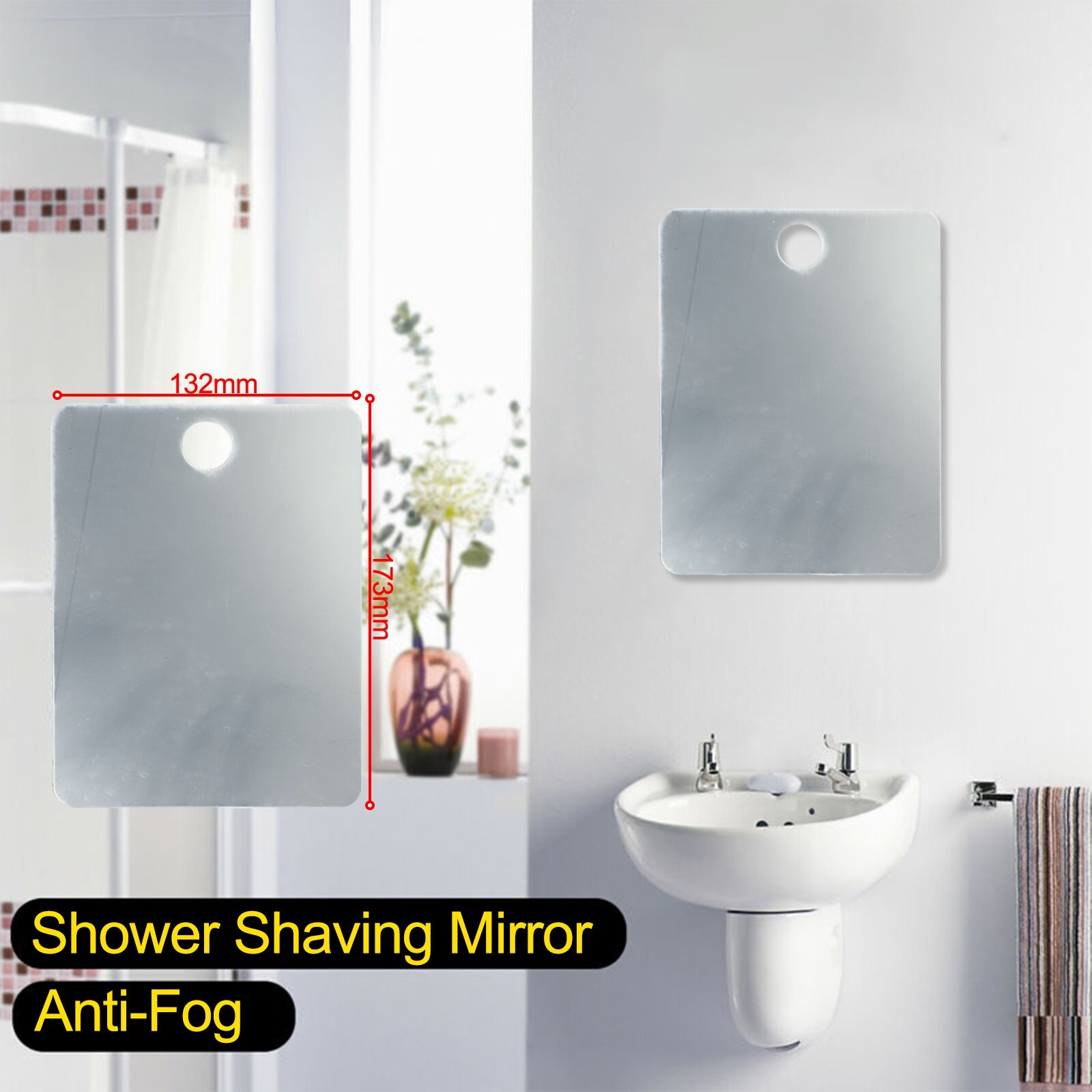 Acrylic Fogless Shaving Mirror Anti Fog Wall Mount Shower Mirror for