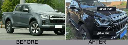 3Pcs Grille Trim Shield Hood Deflector Guard Fits for Isuzu D-MAX DMAX 2020-2023 - Picture 4 of 7