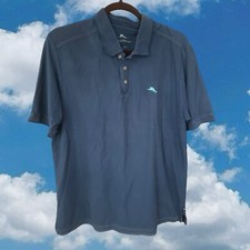 Tommy Bahama Island Zone Polo Shirt Mens Large Blue Supima Blend Short Sleeve