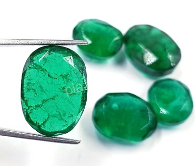 200 CT Natural Green Emerald Lot Oval Shape Certified Loose Gemstone 25N