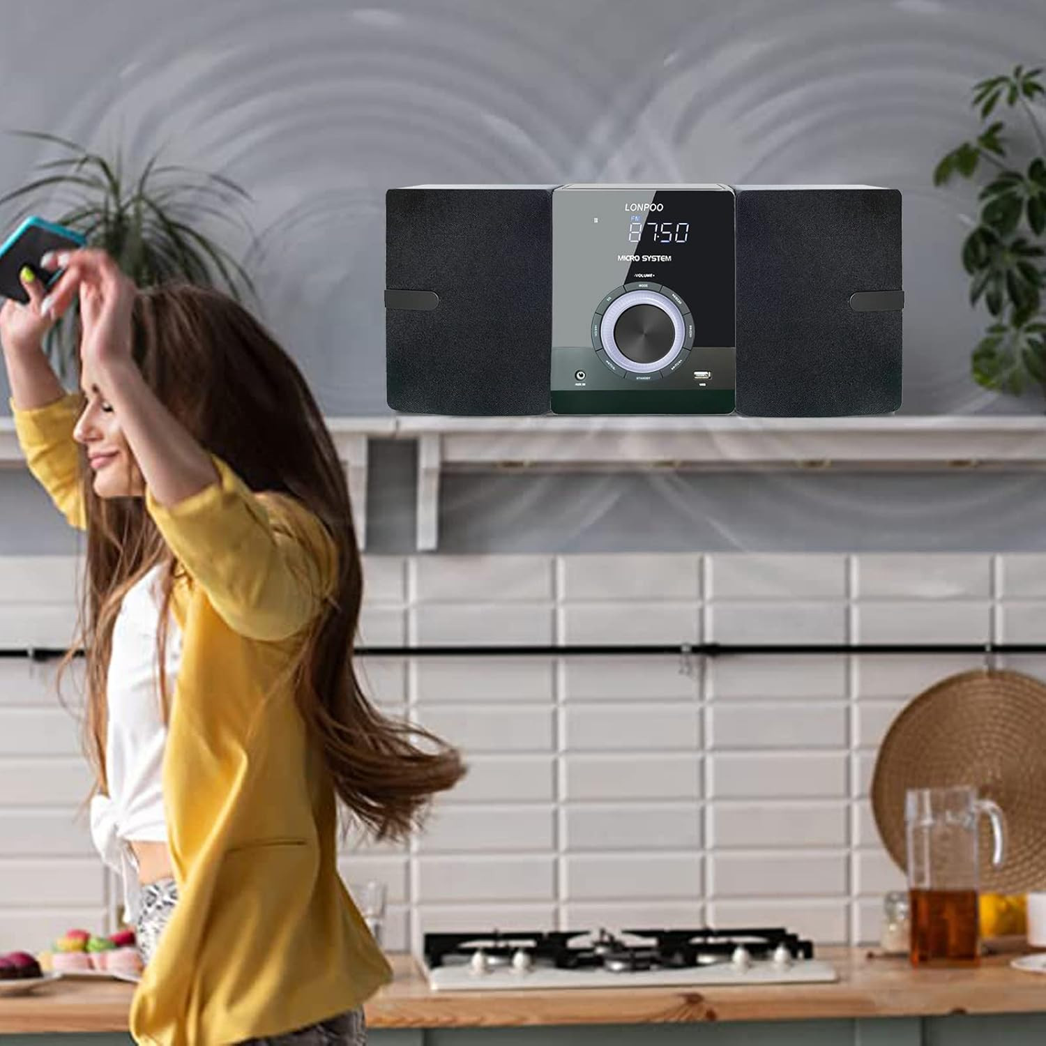 Compact Stereo System for Home, 30W CD Player with Speakers, Bluetooth, FM Radio