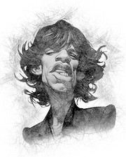 Mick Jagger Caricature T Shirt Keith Richards Ronnie Wood Rolling Stones