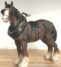 Shire Cart Horse in harness ornament figurine model Leonardo large (length 22cm)