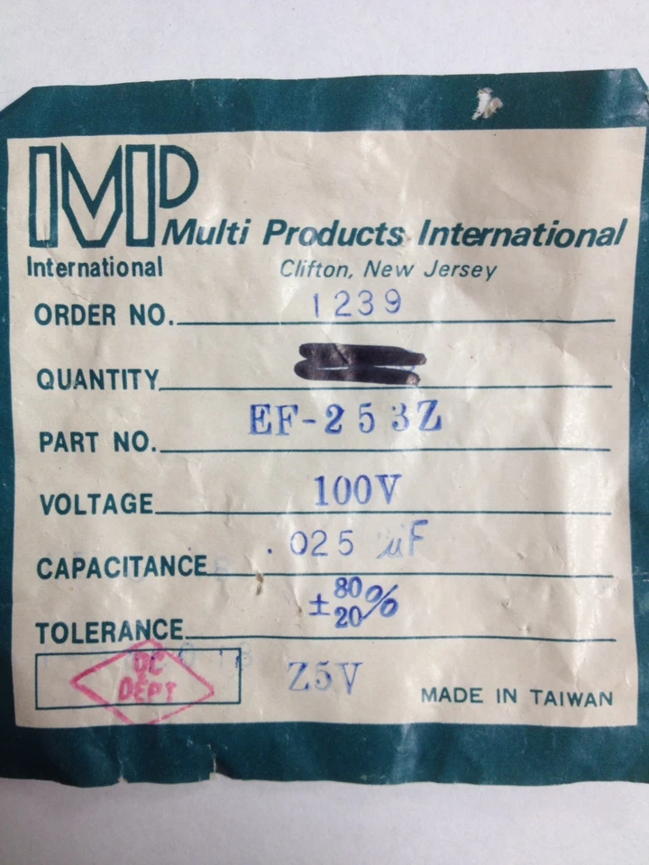 25 PCS MPI EF253Z .025uF 100V Ceramic Disc Capacitors Z5V MP 253Z 100V - Image 4 of 4