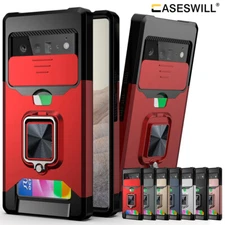 For Google Pixel 8 7A 6A 9 Pro XL Card Holder Ring Stand Kickstand Case Cover