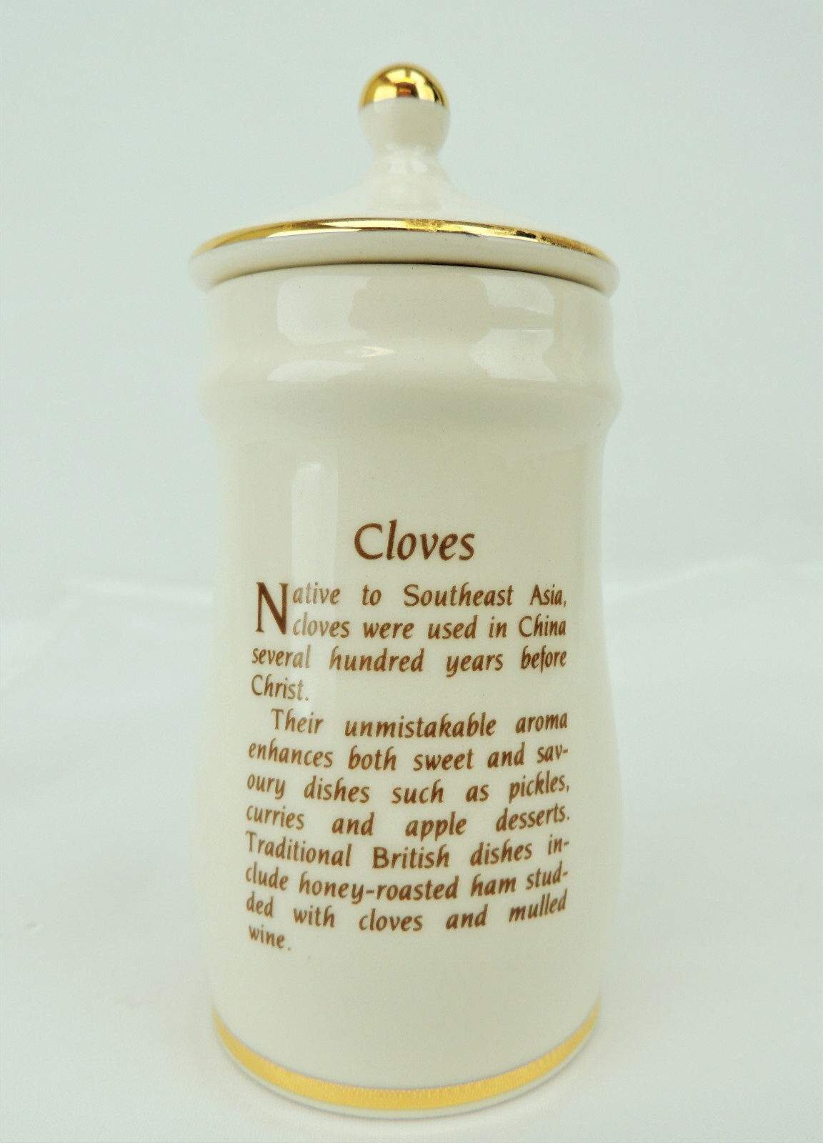 Cloves Flower Fairies Gresham China Herb & Spice Jar & Lid, 11.5cm, Gold Trim - Picture 2 of 5
