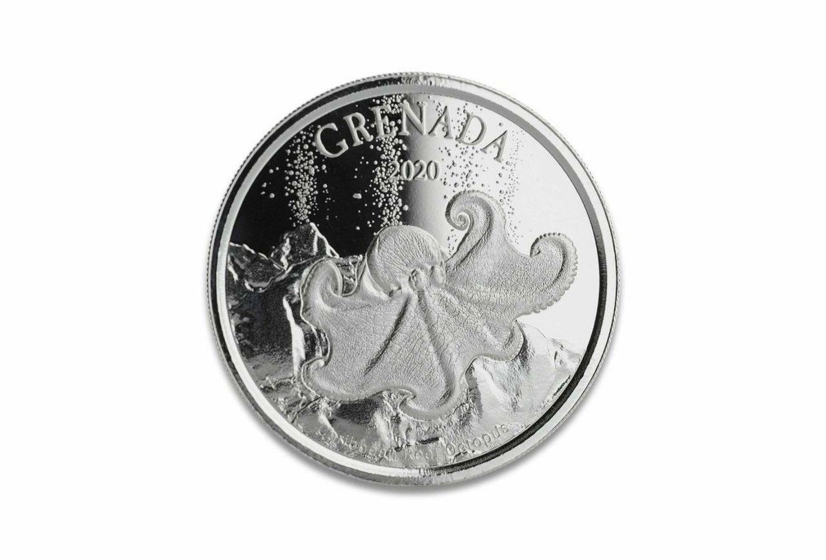 2020 1 oz .999 Silver Coin - Grenada Octopus Volcano - BU