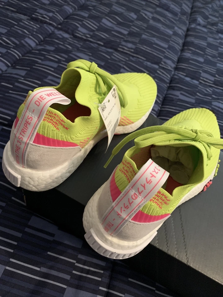 ADIDAS Boost NMD  RACER PRIMEKNIT SHOES  AQ1137 “SEMI SOLAR YELLOW” SIZE 5.5 - Image 3 of 4