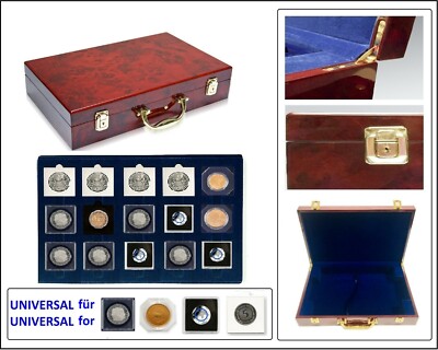 Look 1169-1187 Coin Case Premium Root Wood For 90 Lindner Carree Coin Capsules
