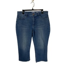 Riders By Lee Womens Size 14 Blue Mid-Rise Stretch Capri Denim Jeans