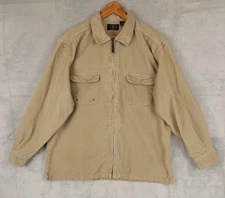 Vtg American Eagle Jacket Men's Large Khaki Tan Corduroy Shacket Full Zip