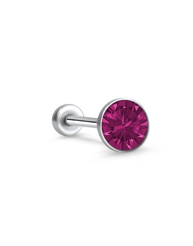 Threadless Labret Push Pin Nose Ring Steel Monroe Stud 4mm CZ 16G 18G 20G - Picture 13 of 14