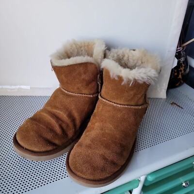 Koolaburra By Ugg Dezi Mini Ankle Boots Women Brown Leather Suede Faux  Fur