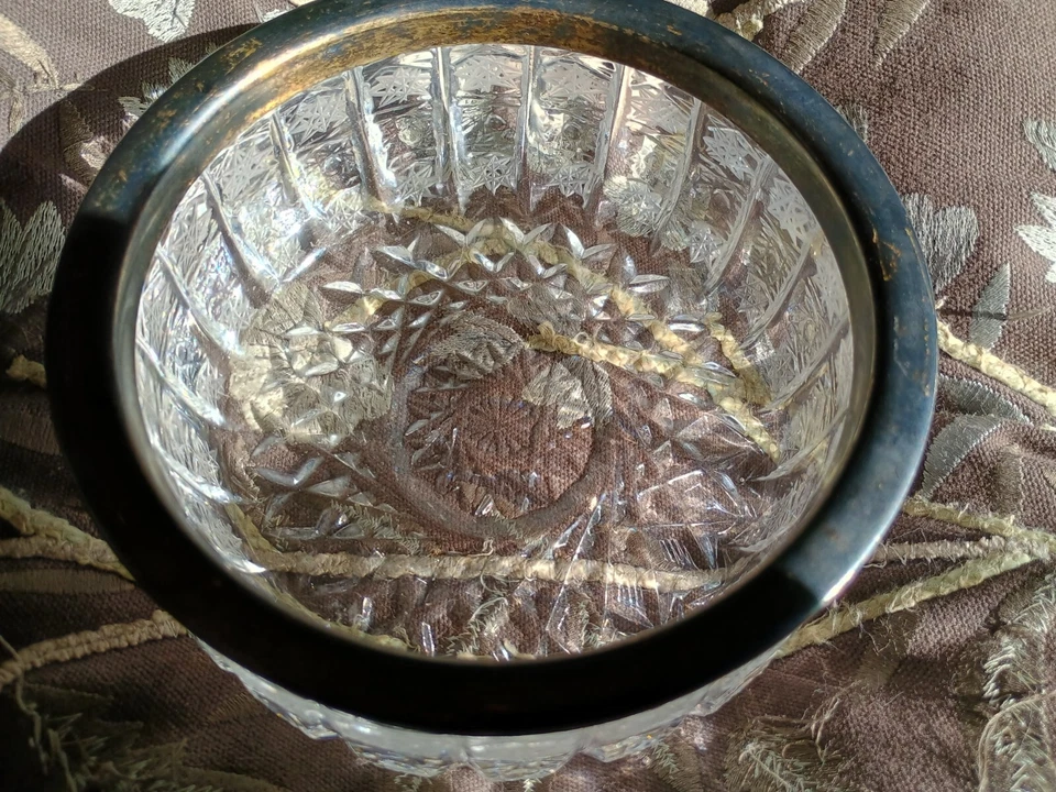 Candy bowl vintage cristal y plata ensayo 875 URSS. Jarrón, pátina natural. Foto 2 de 4