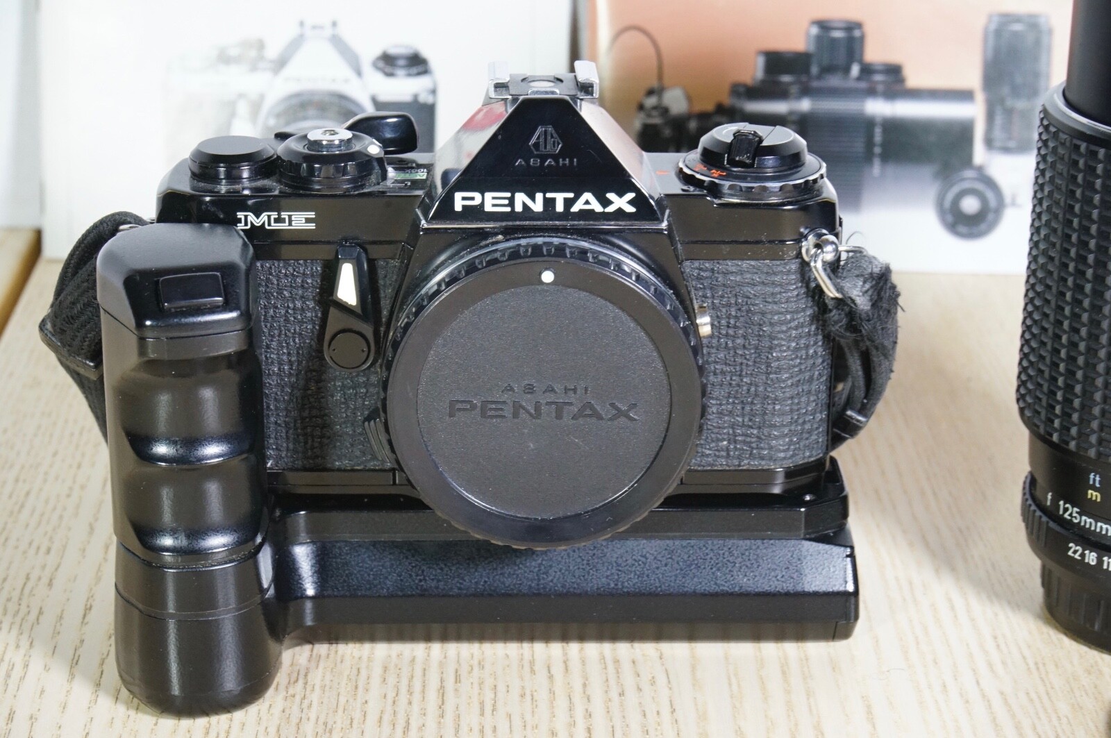 Asahi Pentax ME 35mm SLR Film Camera BLACK, Winder, Asahi 45125mm f4