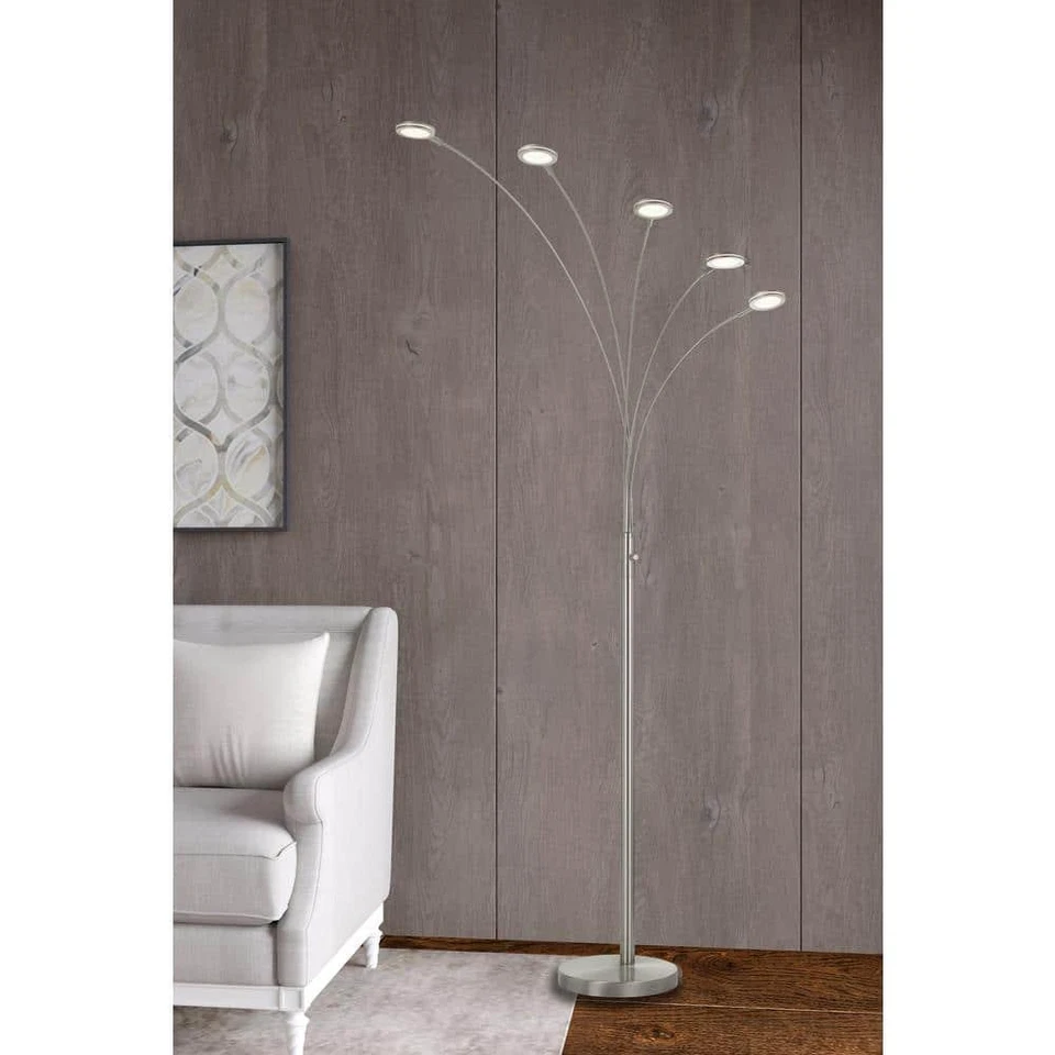 Cal Lighting Floor Lamp 72"Hx10"Wx17.5"D Integrated Led 5-Light 4W Globe Silver - Image 3 of 3