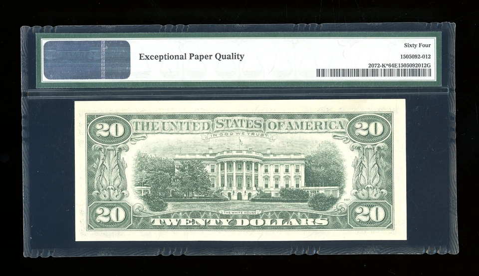 DBR 1977 $20 FRN Dallas STAR Fr. 2072-K* PMG 64 EPQ Serial K04172302* - Image 2 of 2