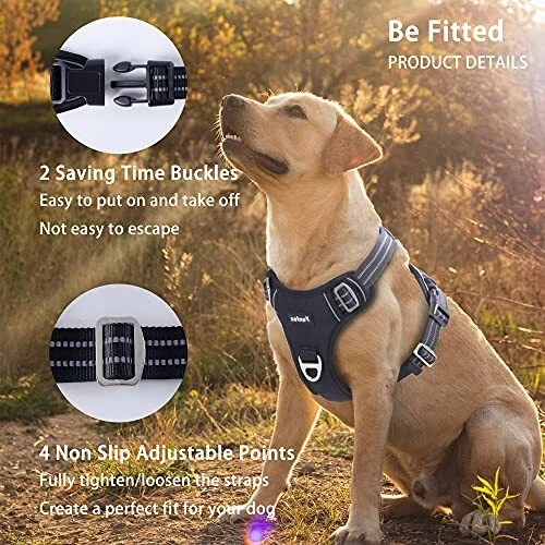 Dog Harness Sized Dog, No Pull Dog Vest Adjustable, Comfortable Medium Black