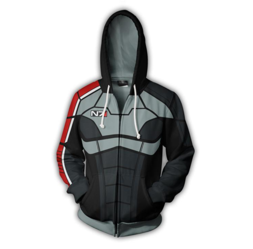 MASS EFFECT N7 3D Print Zipper Hoodie Jacket Unisex Mens Cosplay Coat - Afbeelding 1 van 6