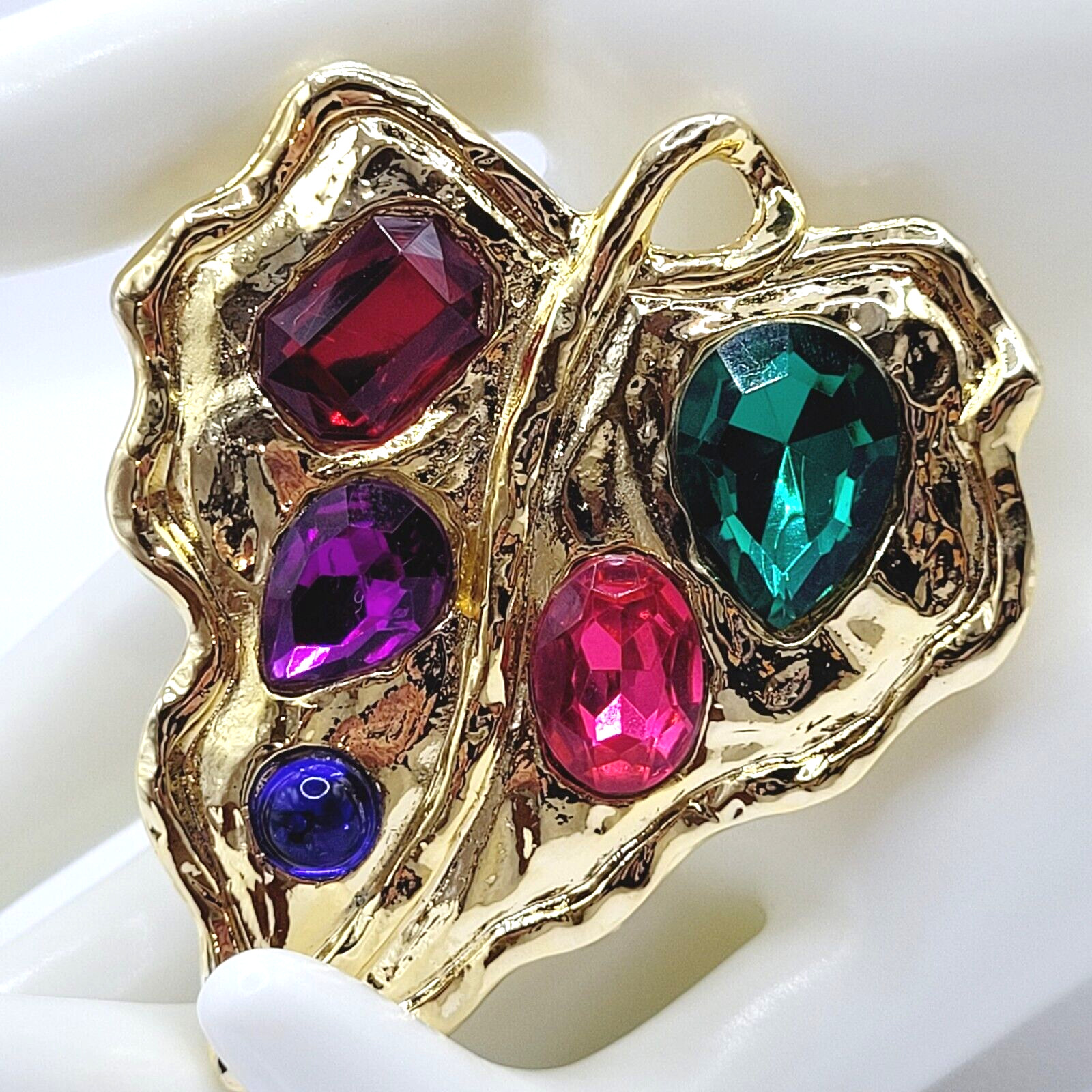 Statement Gold Tone Leaf Brooch Multi Shape & Col… - image 14