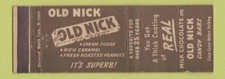 Matchbook Cover - Old Nick Candy Bar Chocolate brown