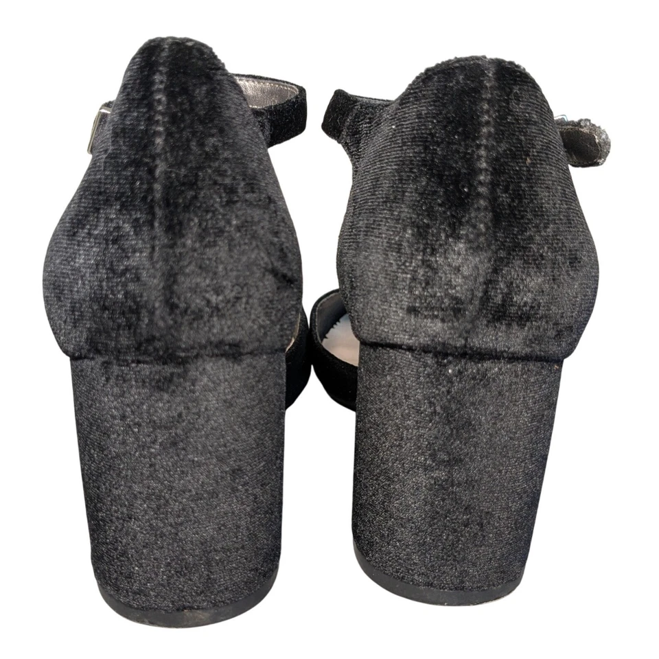 Zapato Libby Edelman Negro Terciopelo Mary Janes Bloque Tacón Correa Hebilla Para Mujer 8.5 Foto 3 de 4