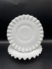 2 Fenton Hobnail White Milk Glass Ruffled Small Plate/Saucer/Candleholder 6” VTG