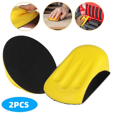2Pcs 5'' Mouse & Round Foam Hand Sanding Block Hook Loop Backing Sander Disc Pad