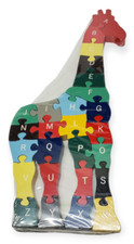 Colorful Child's Learning Wood Giraffe Shaped Alphabet Puzzle - NIP